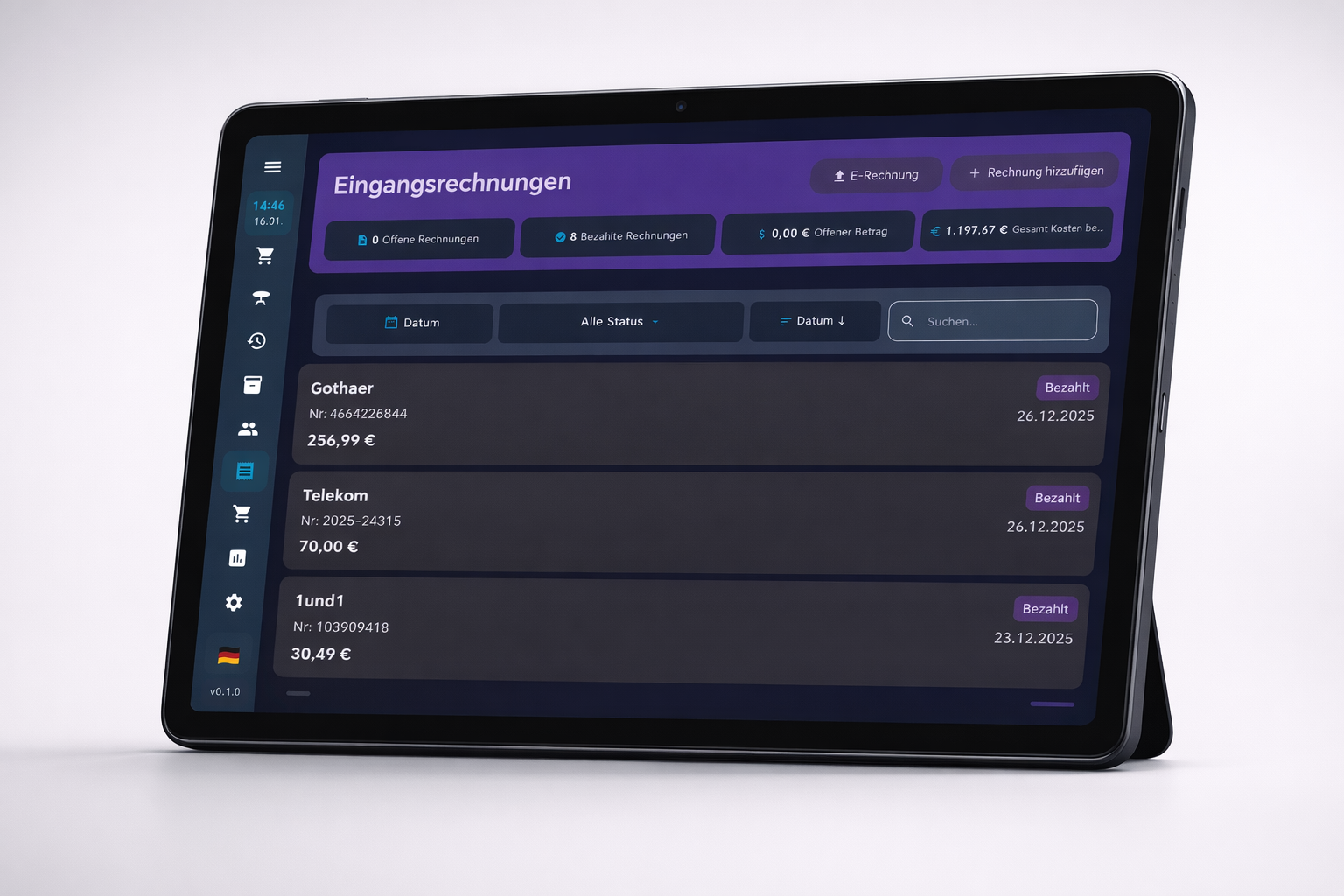 BISpicy POS Eingangsrechnungen - Gothaer, Telekom, 1und1 Rechnungen verwalten