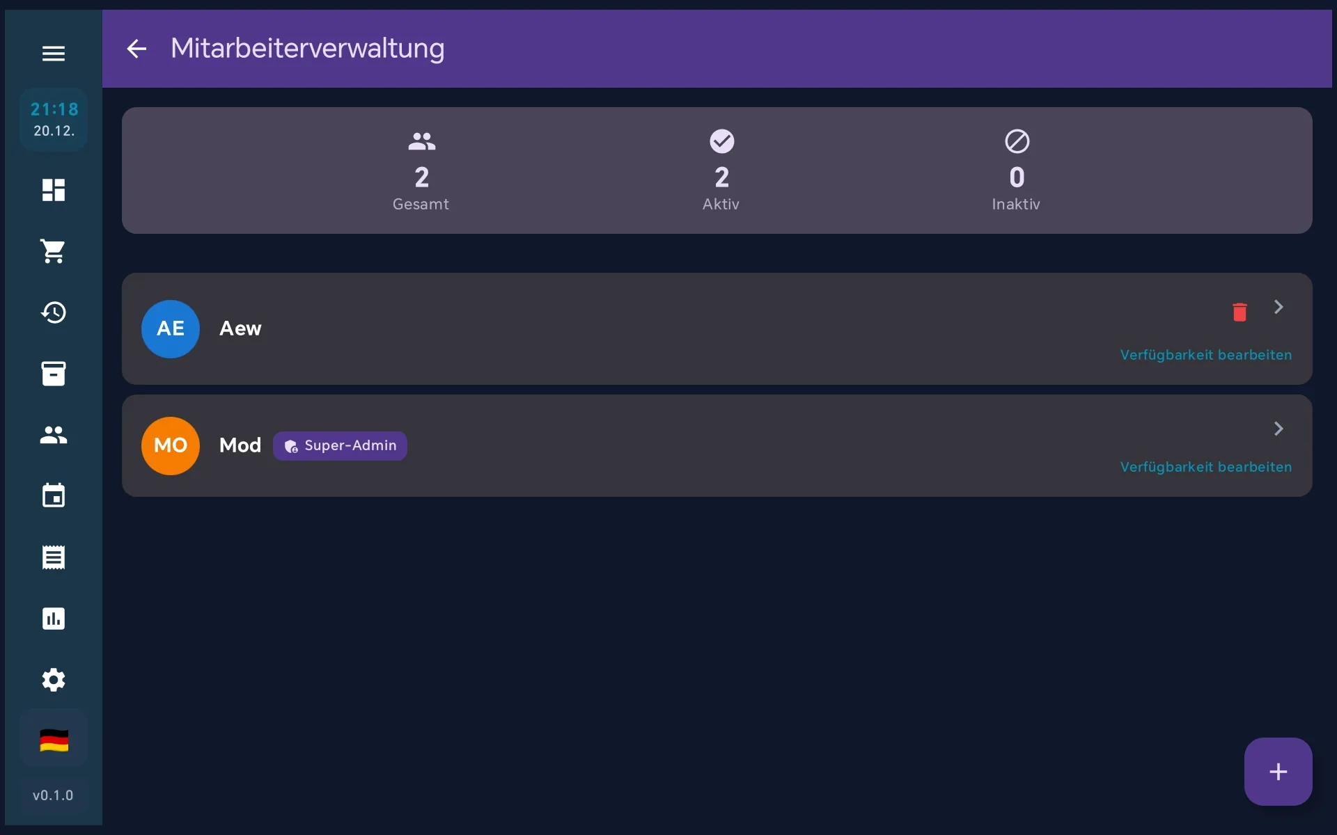 Benutzerliste - Übersicht aller Benutzer mit Rollen