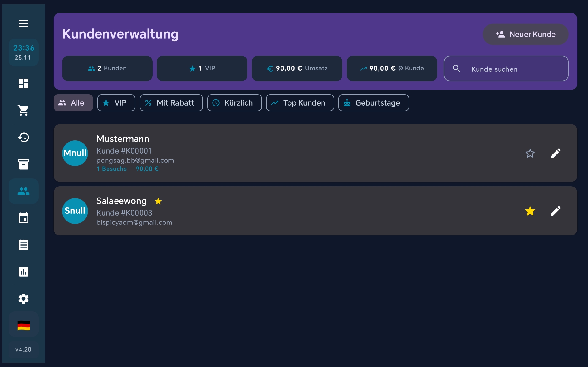Kundenverwaltung Übersicht