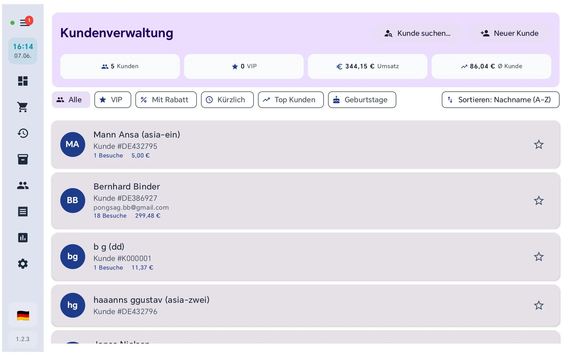 Kundenverwaltung Übersicht