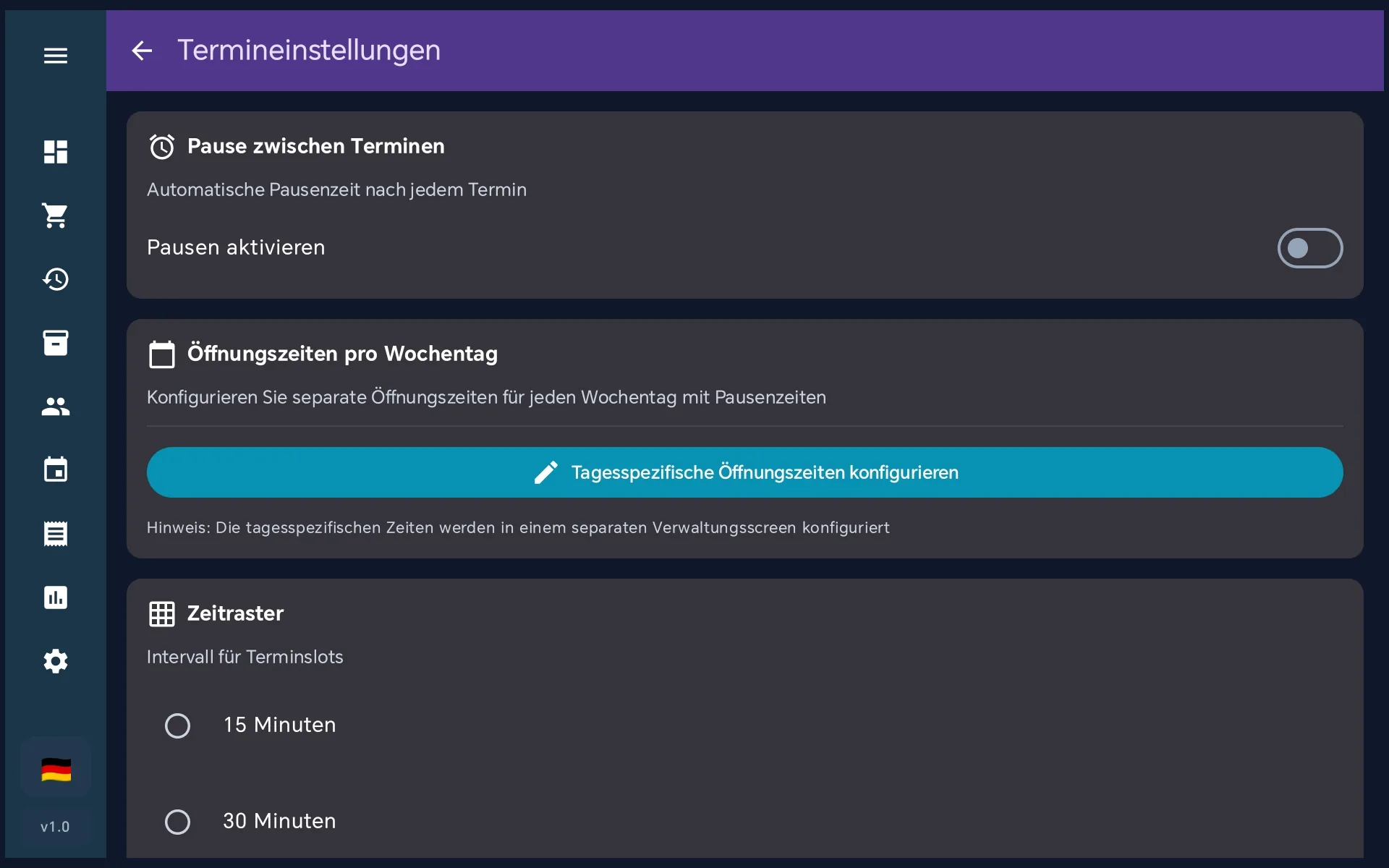 Termineinstellungen
