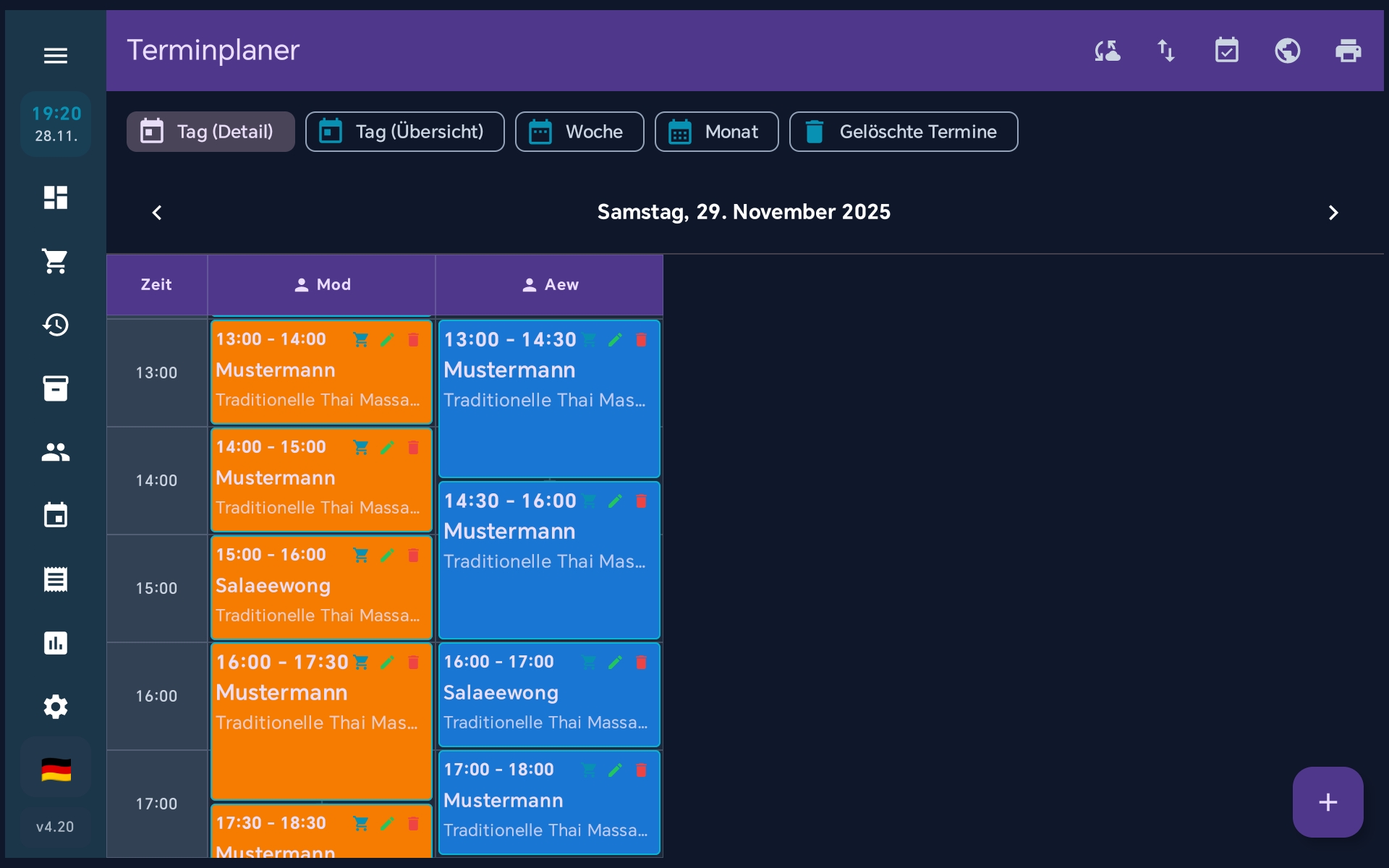 BISpicy POS Terminplaner - Tagesansicht mit Terminen