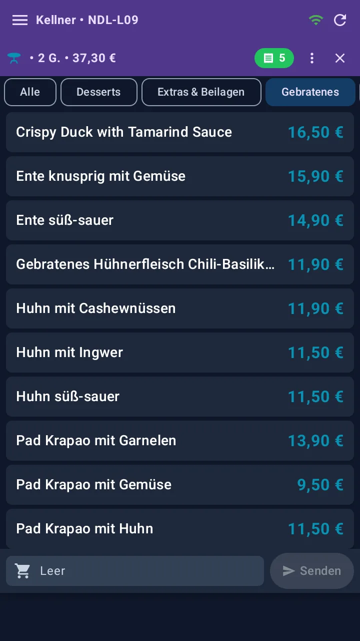 BISpicy POS Kellner-App auf Smartphone - Optimierte Bestellansicht für Kellner