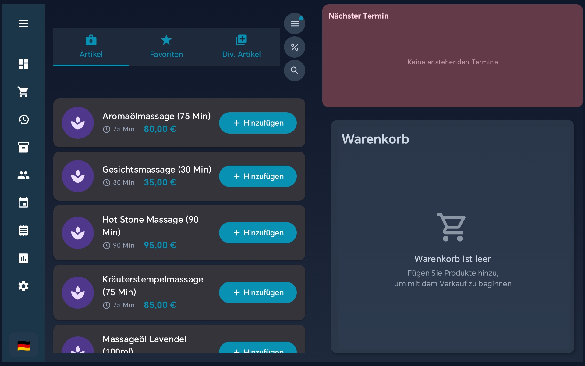 Service Layout - Dienstleistungen mit Terminplanung