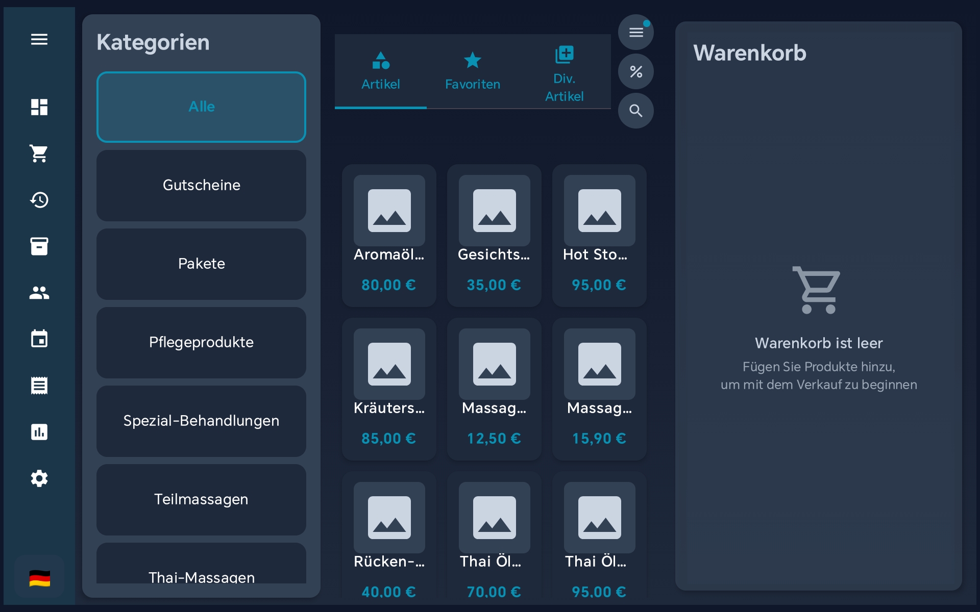 Retail Layout - Produkt-Grid mit Kategorien