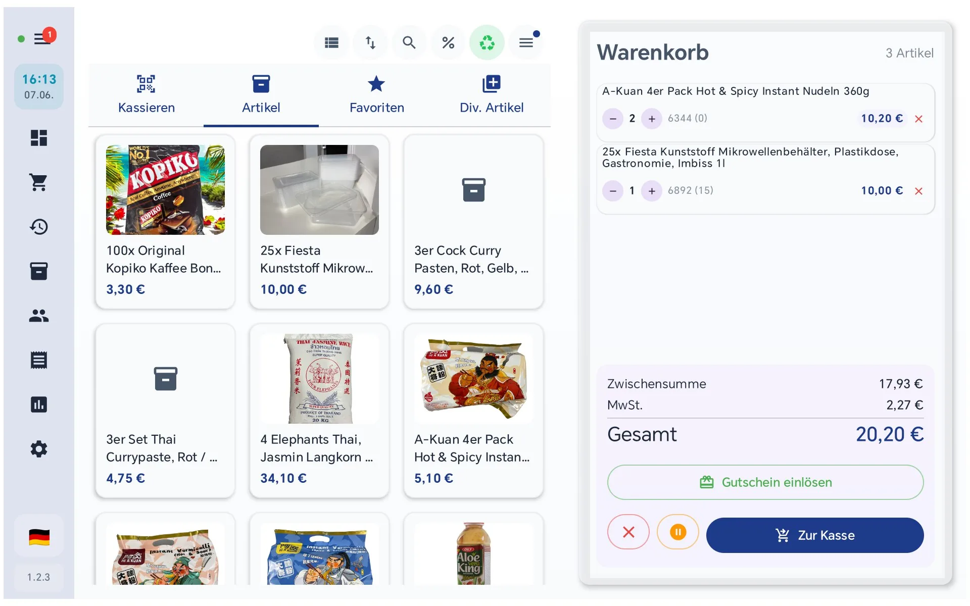 Kategorien-Ansicht mit Produktliste