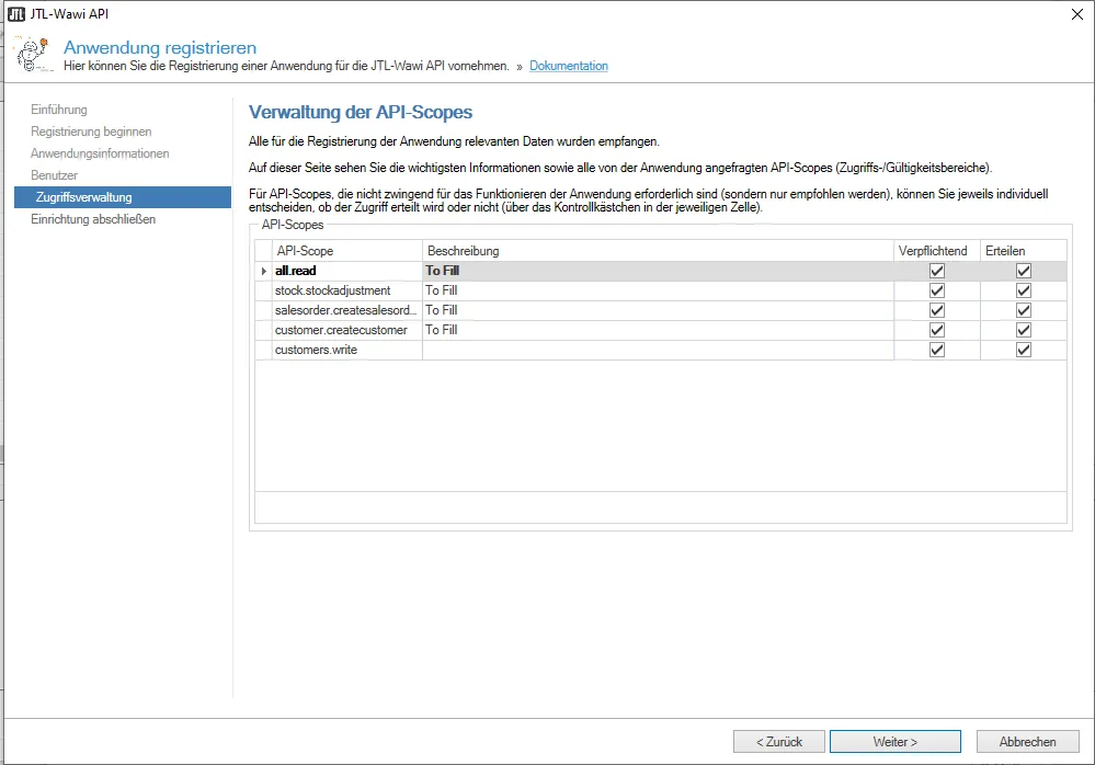 JTL-Wawi API - Zugriffsverwaltung