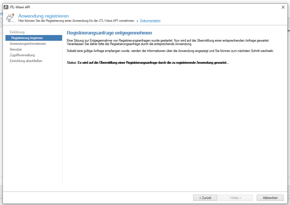 JTL-Wawi API - Registrierungsanfrage entgegennehmen