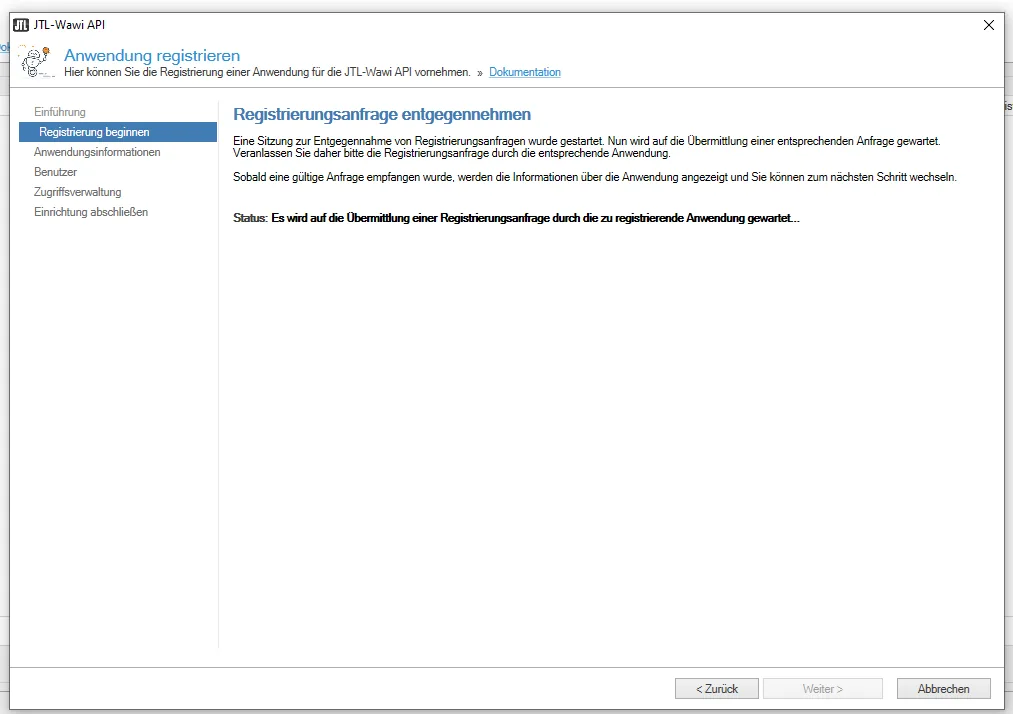 JTL-Wawi API - Registrierungsanfrage entgegennehmen
