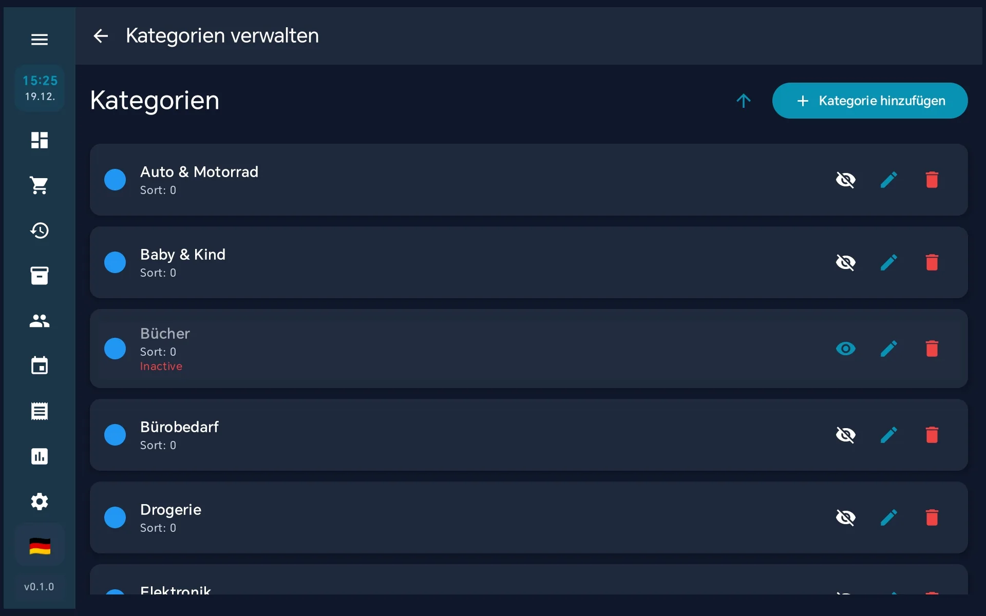 Kategorien-Verwaltung mit Farbauswahl