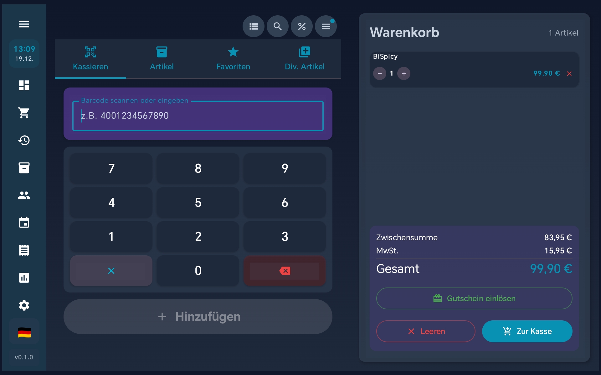 Einzelhandel Layout mit Barcode-Eingabe