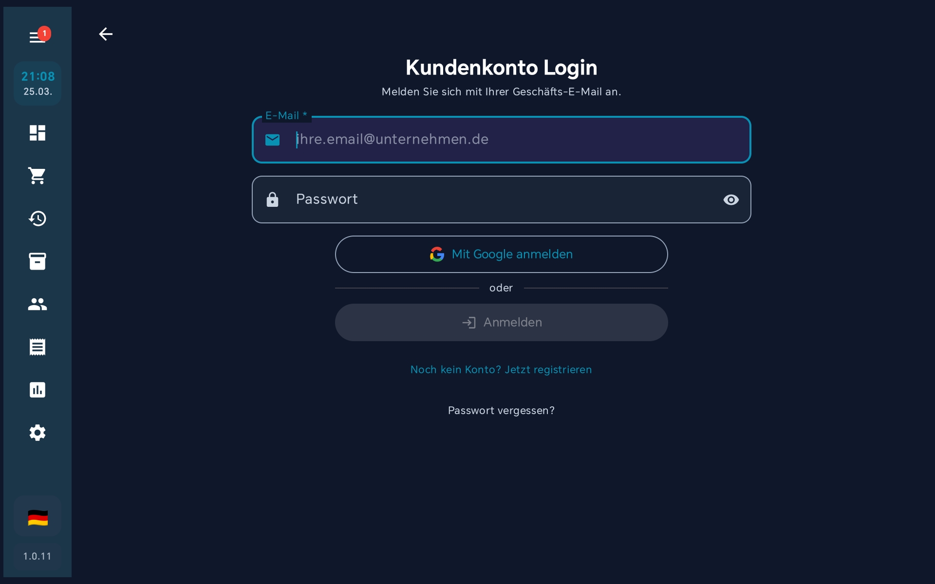 BISpicy POS - Kundenkonto Login in den Einstellungen
