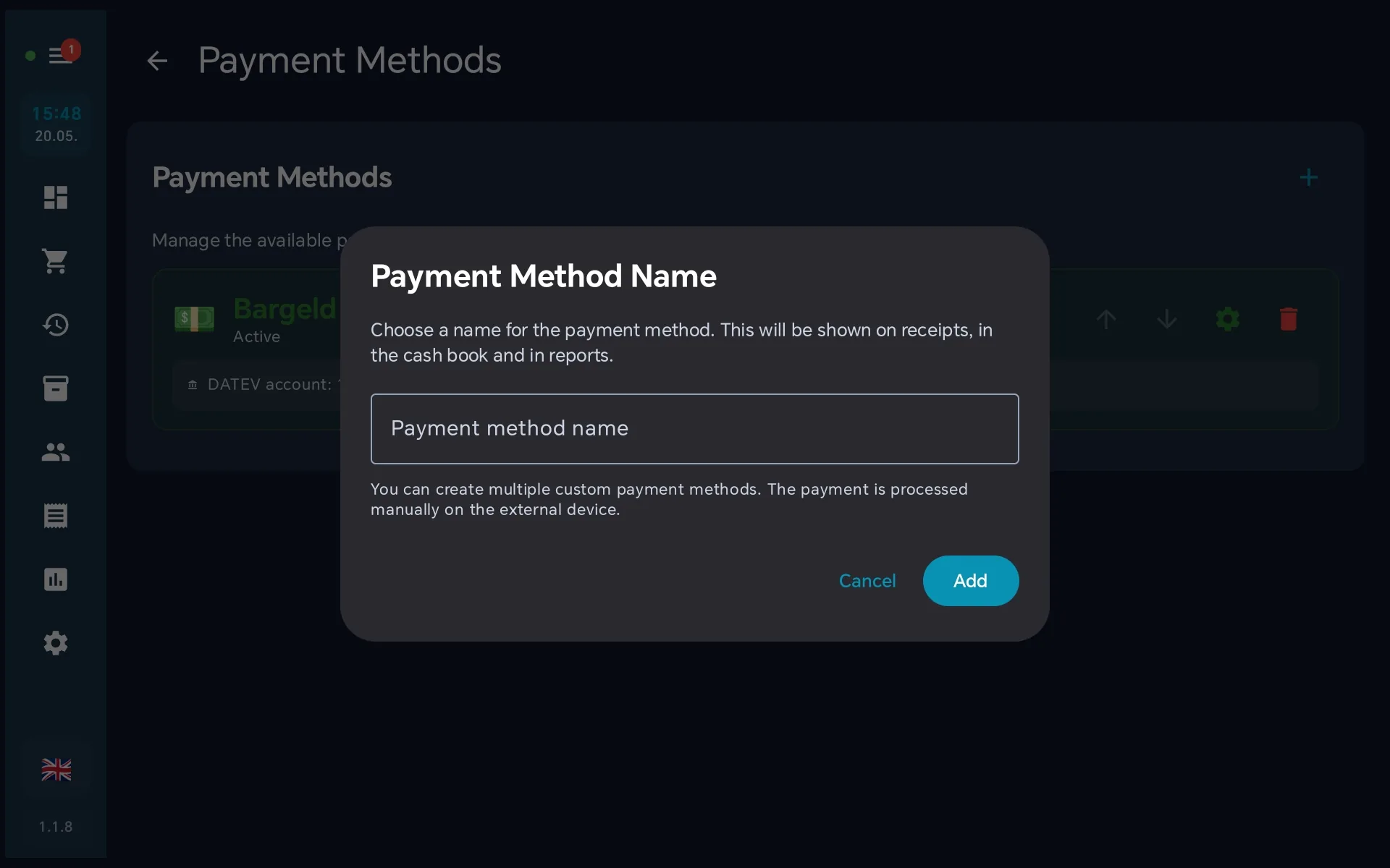 Enter a name for the new payment method