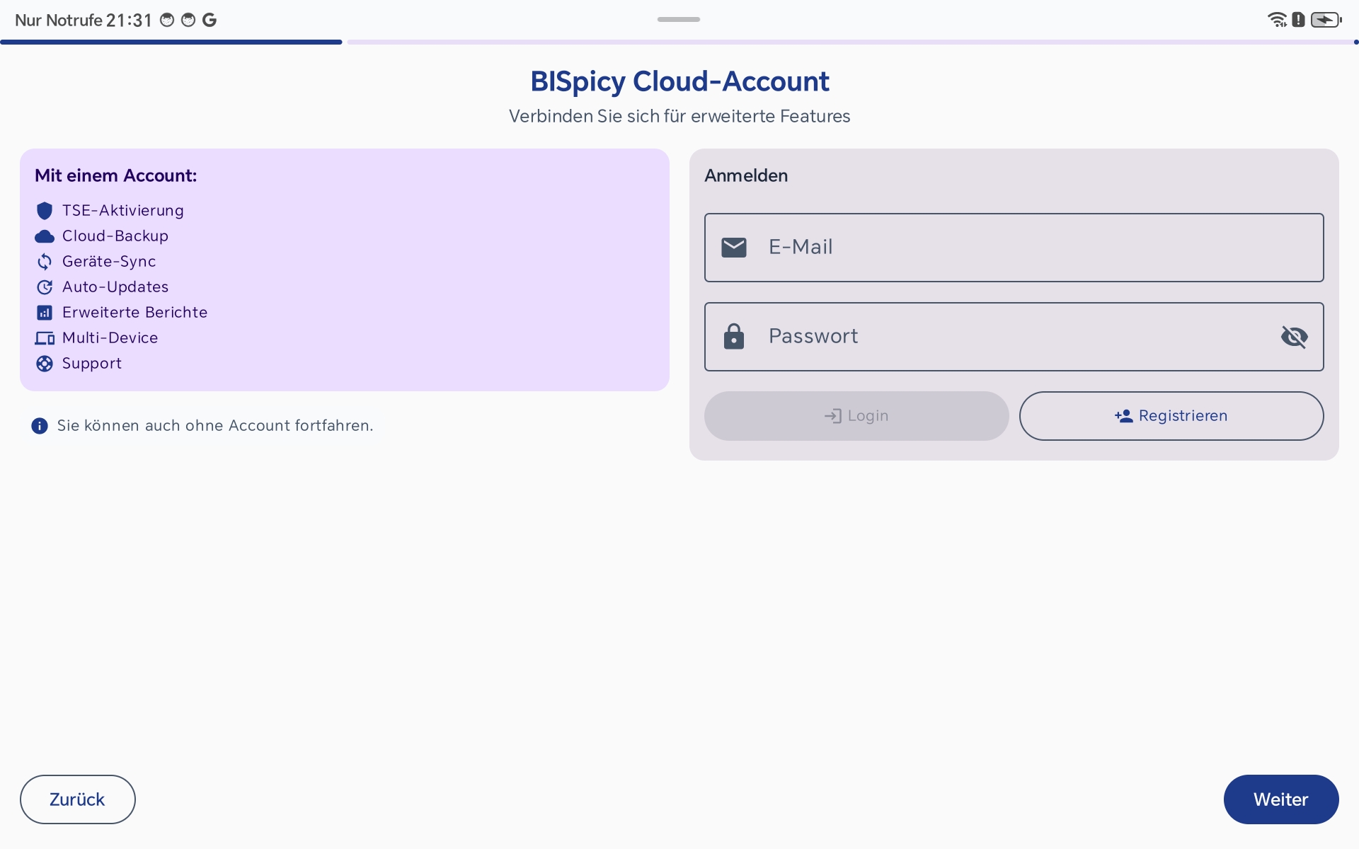 Setup Wizard - Account-Details