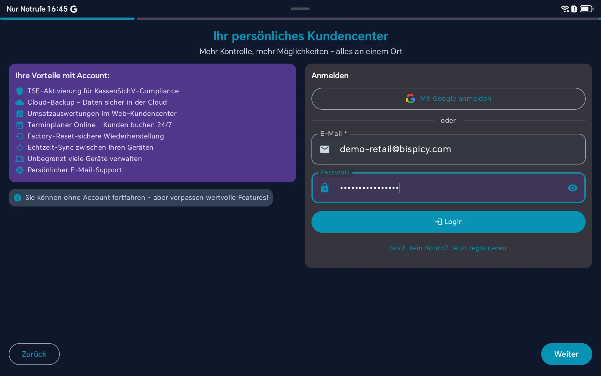 Setup Wizard - Account-Details
