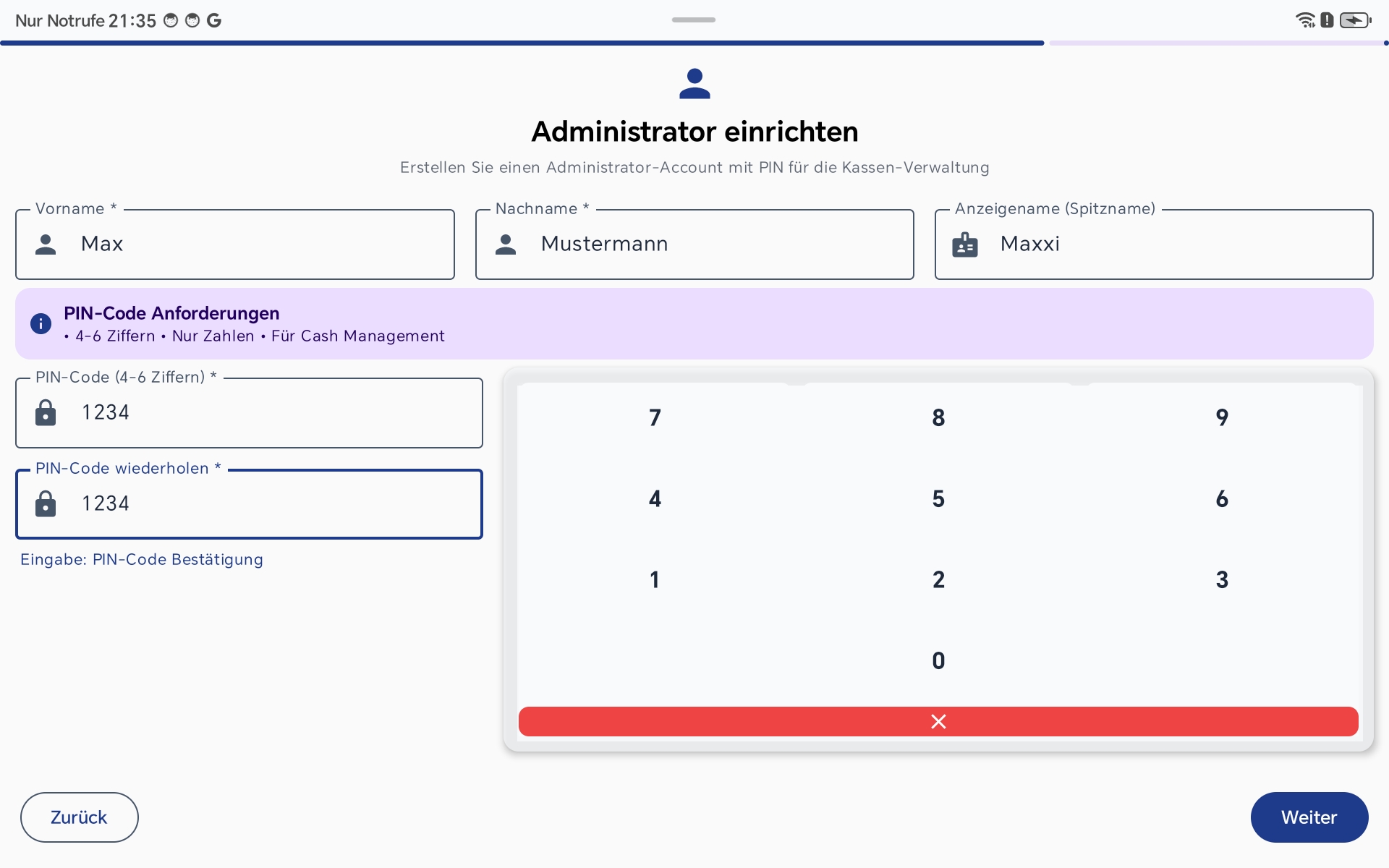 Setup Wizard - Nutzungsbedingungen