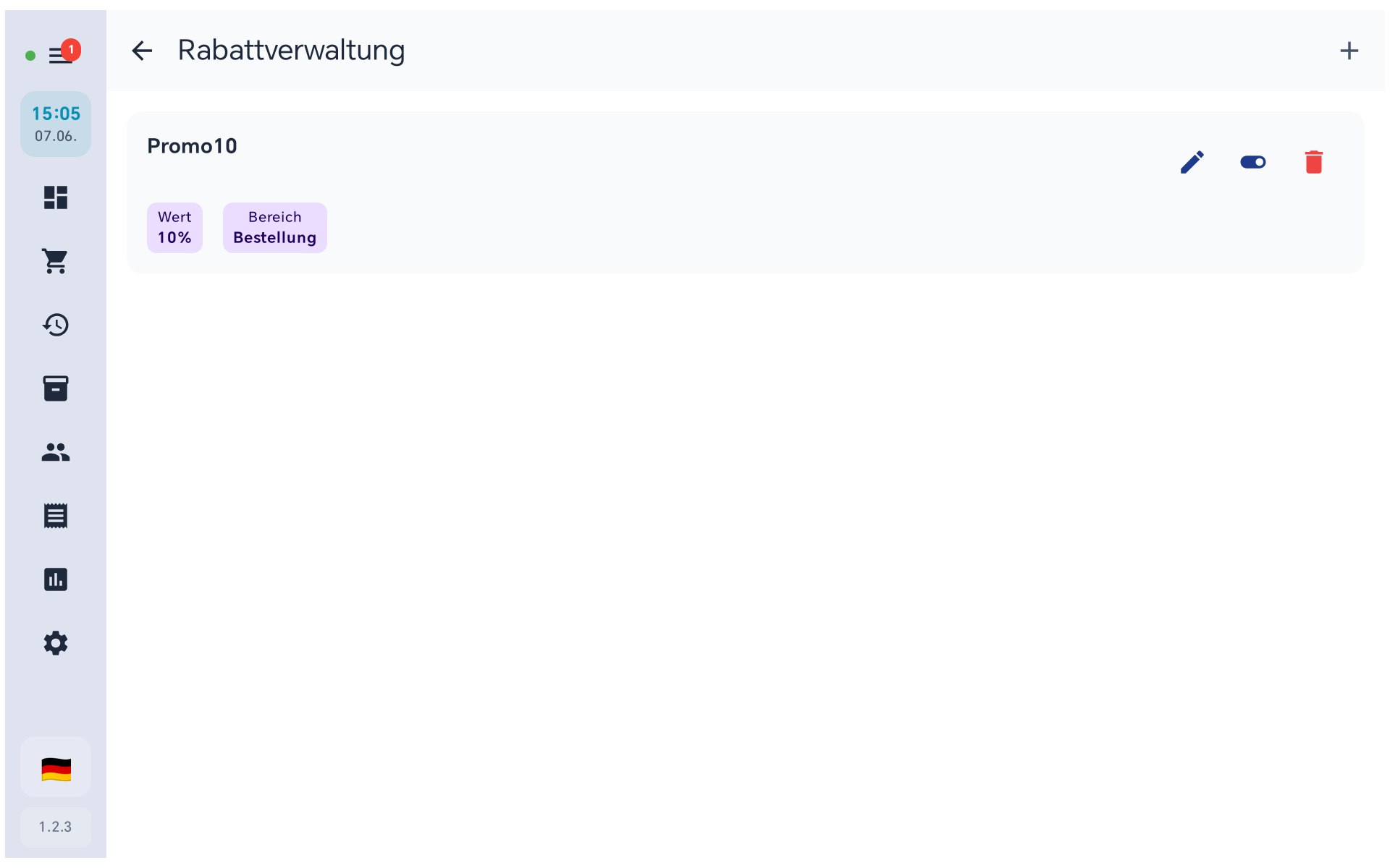 Rabattverwaltung mit Rabatt-Liste in BISpicy POS